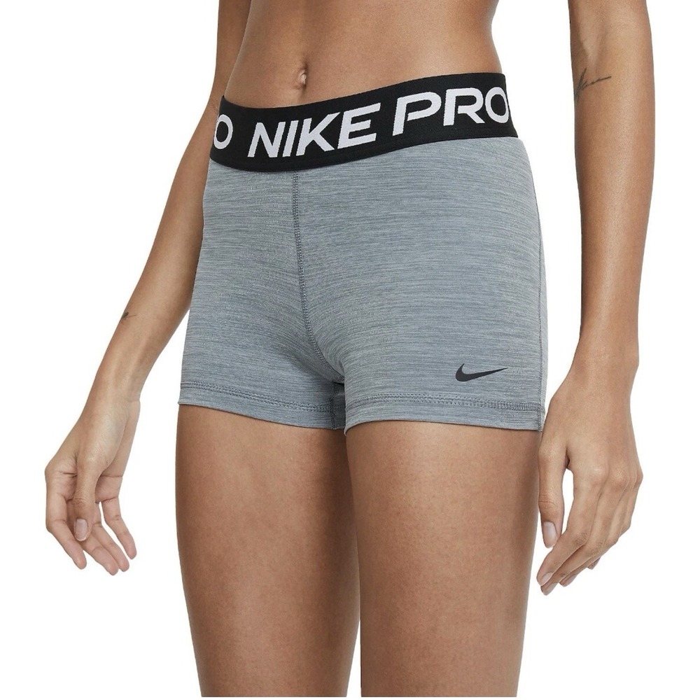 NEW Nike Pro 3" Training Shorts, Smoke Grey/Black Women's Size Medium CZ9857-084